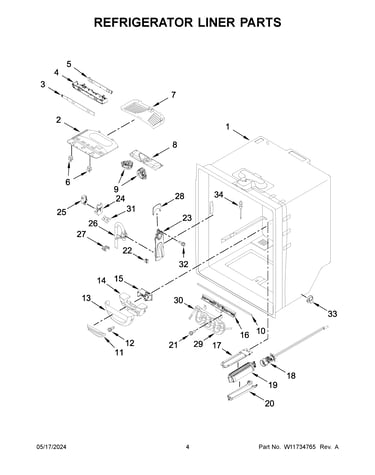 Refrigerator liner parts