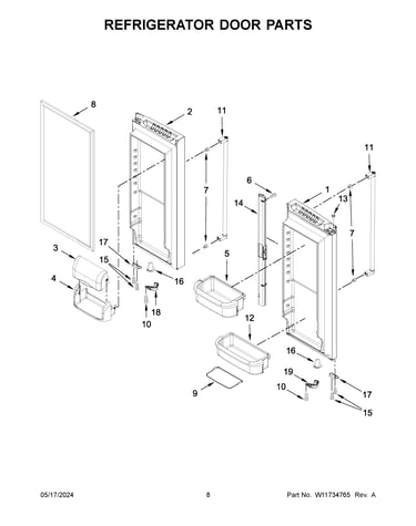 Refrigerator door parts