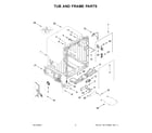 KitchenAid KDTM604KBS3 tub and frame parts diagram