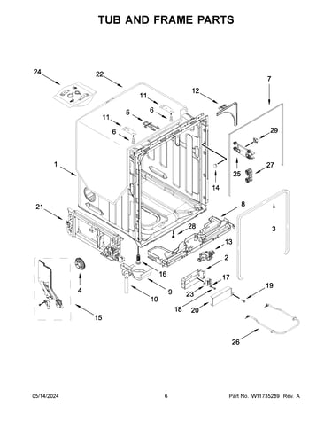 Tub and frame parts