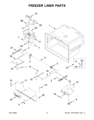 Freezer liner parts