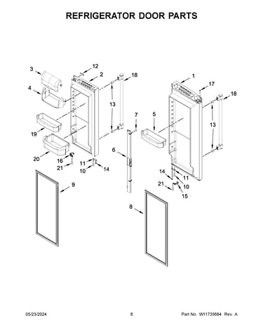 Refrigerator door parts