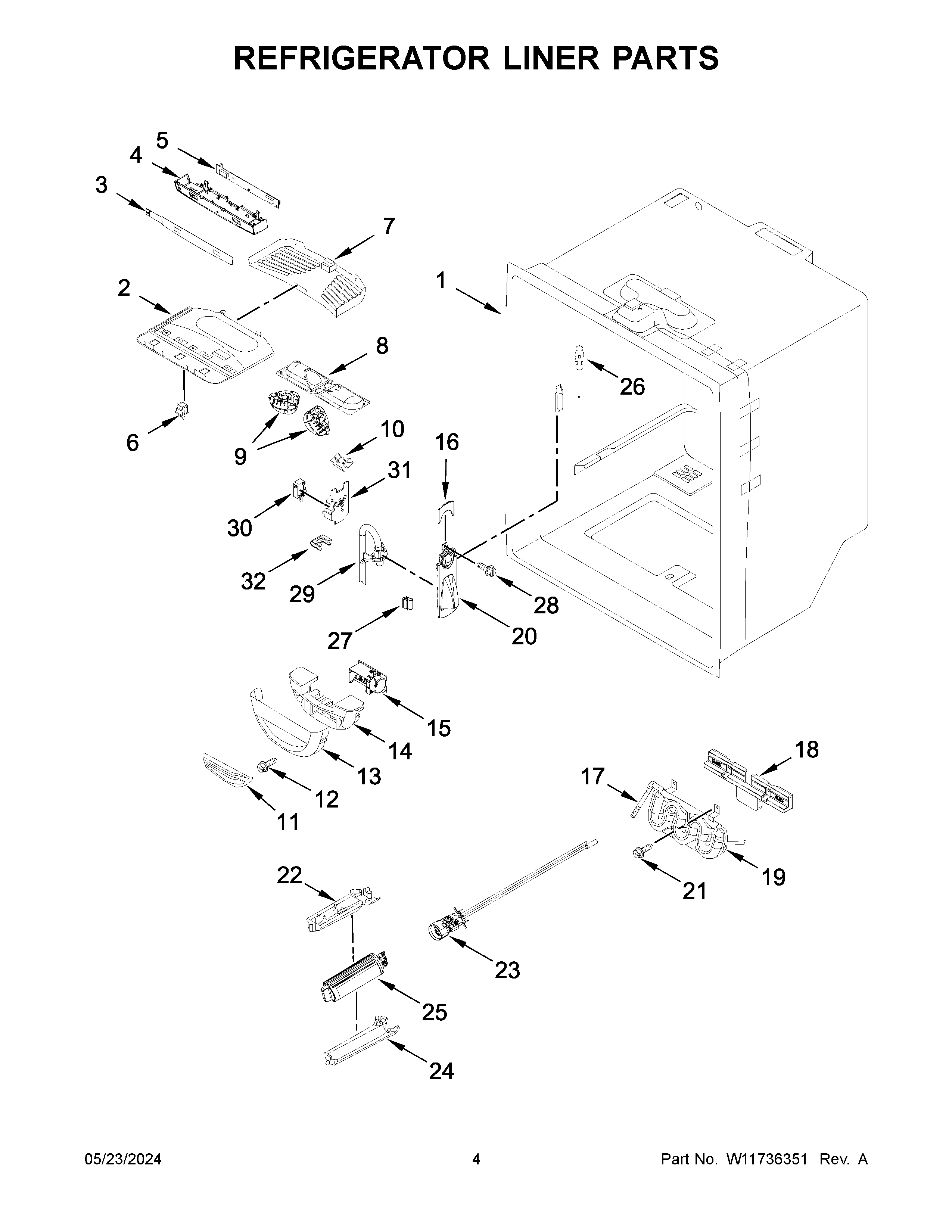 Refrigerator liner parts