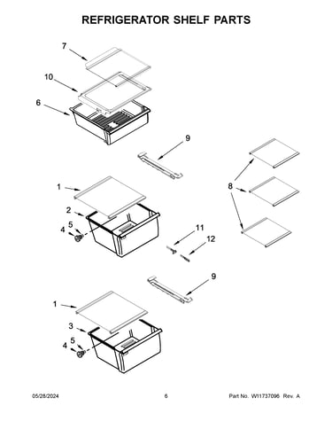 Refrigerator shelf parts