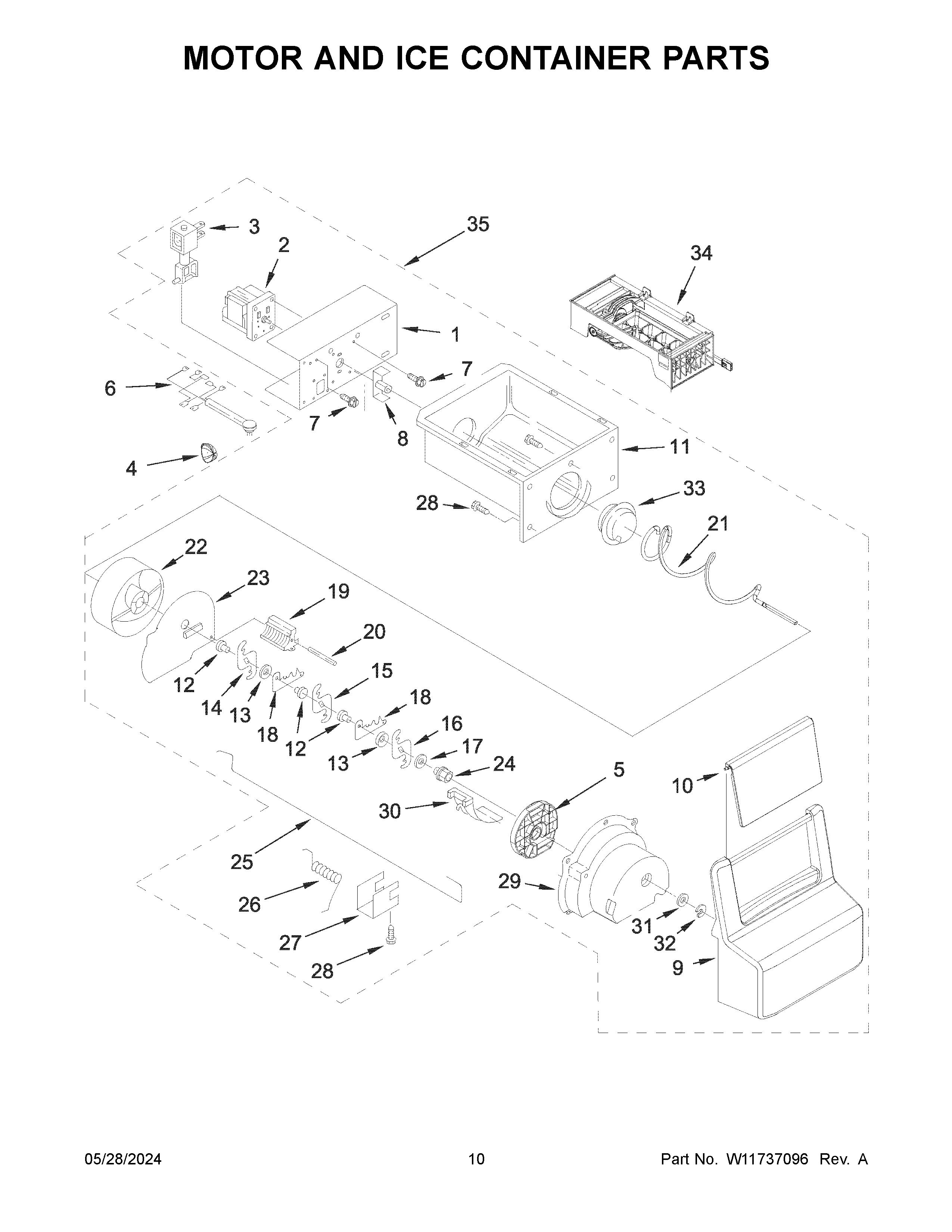 MOTOR AND ICE CONTAINER PARTS