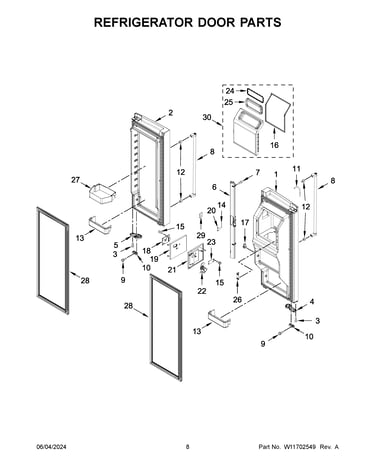 Refrigerator door parts
