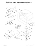 Freezer liner and icemaker parts