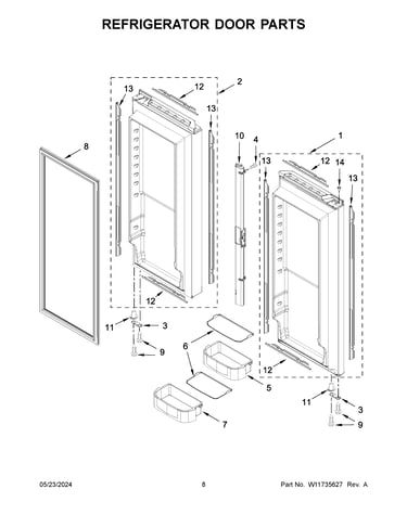 Refrigerator door parts