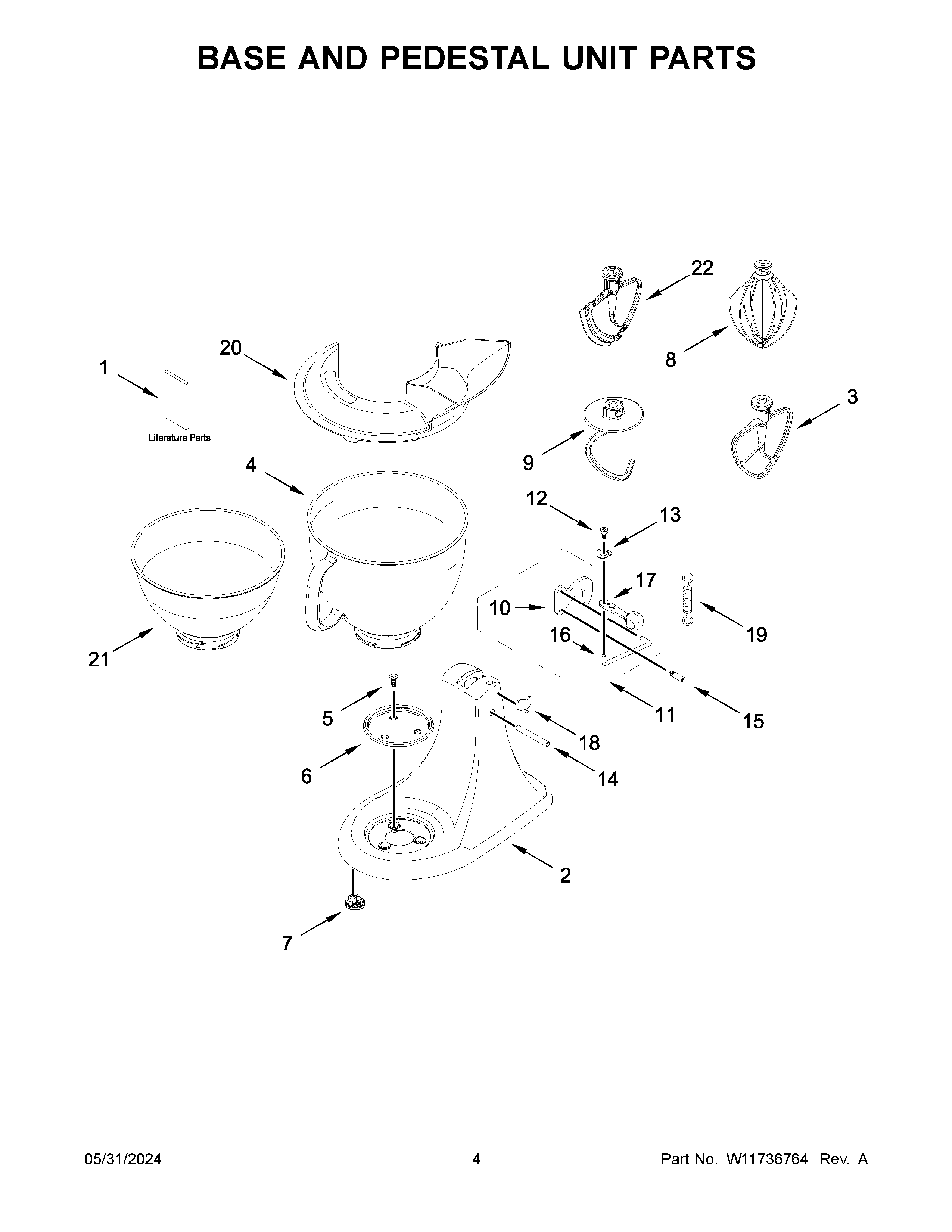 Base and pedestal unit parts