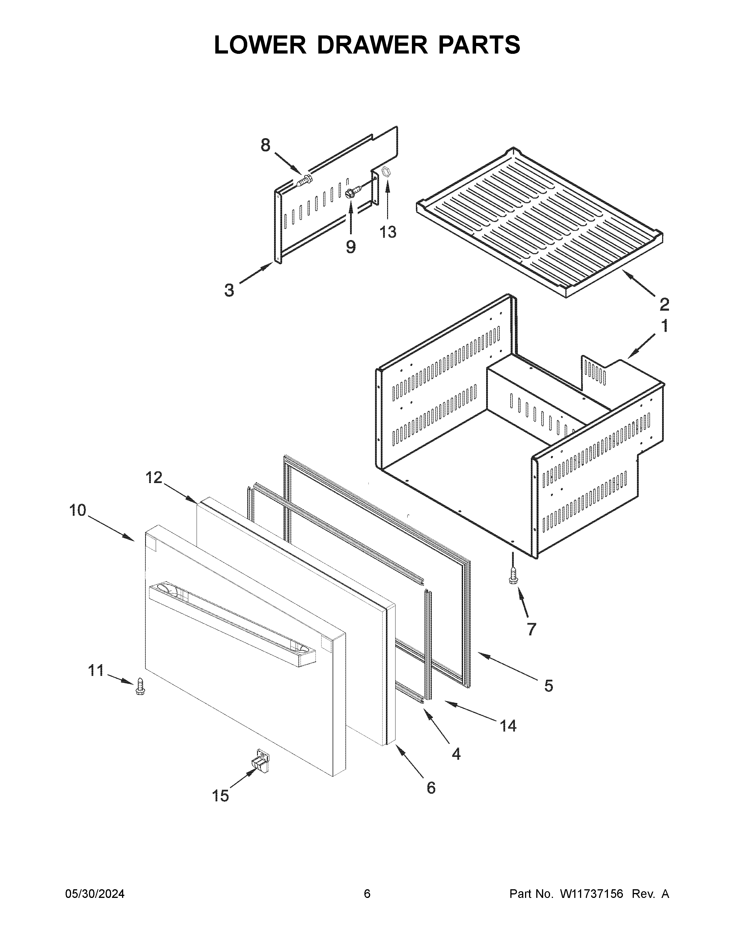 Lower drawer parts