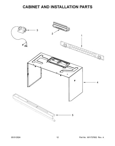 Cabinet and installation parts