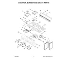 KitchenAid KFGC506JMH07 cooktop, burner and grate parts diagram