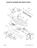 Cooktop, burner and grate parts