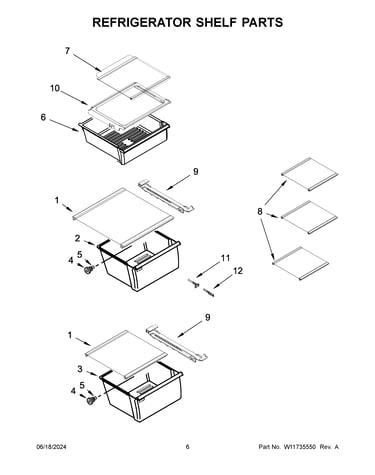 Refrigerator shelf parts