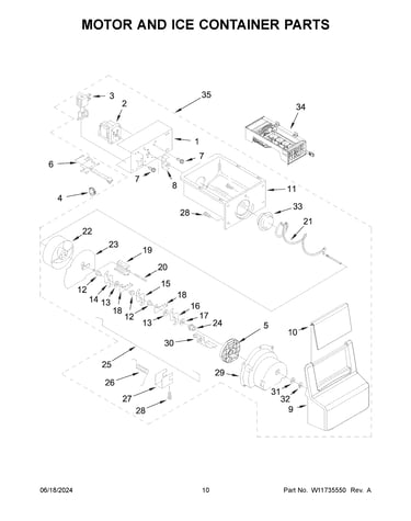 Motor and ice container parts