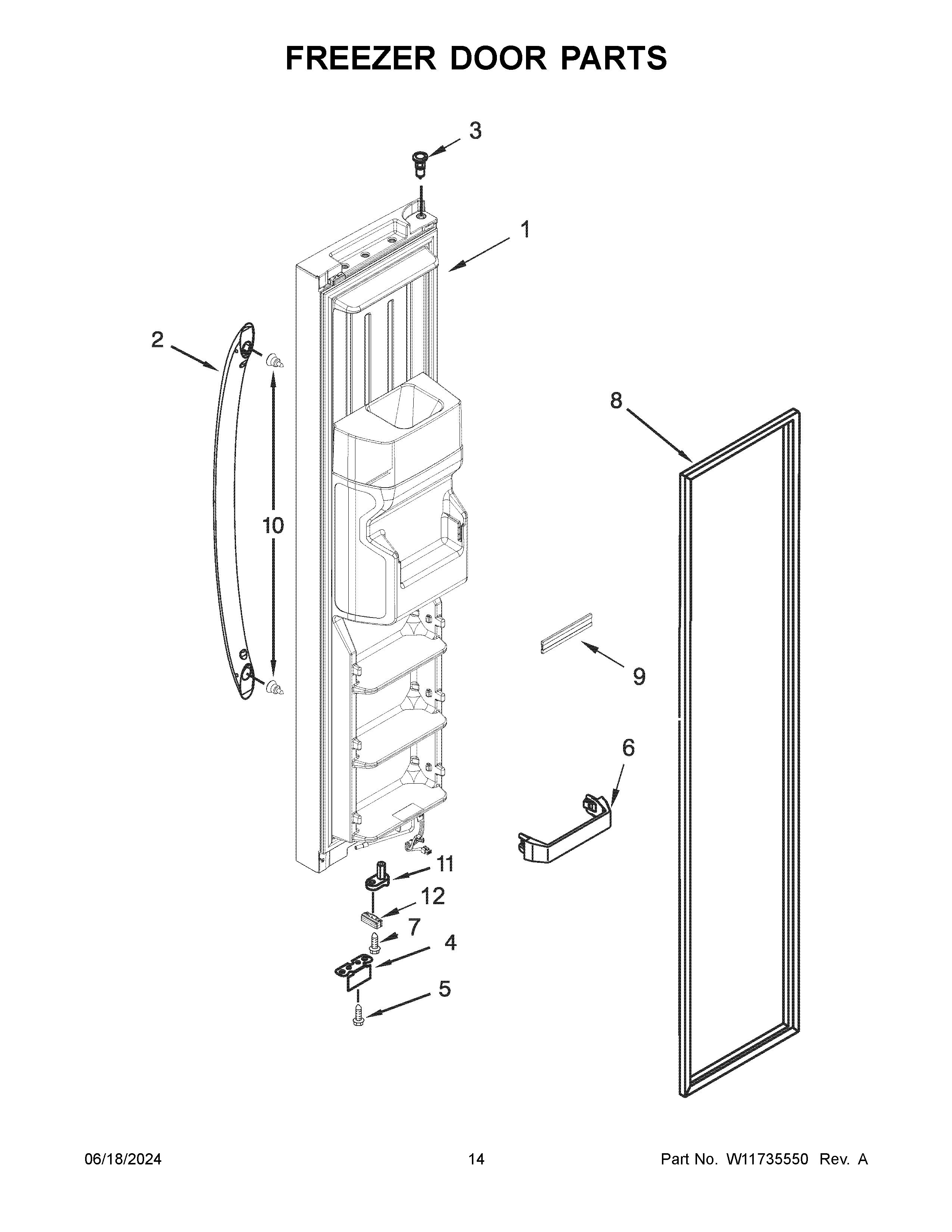 Freezer door parts