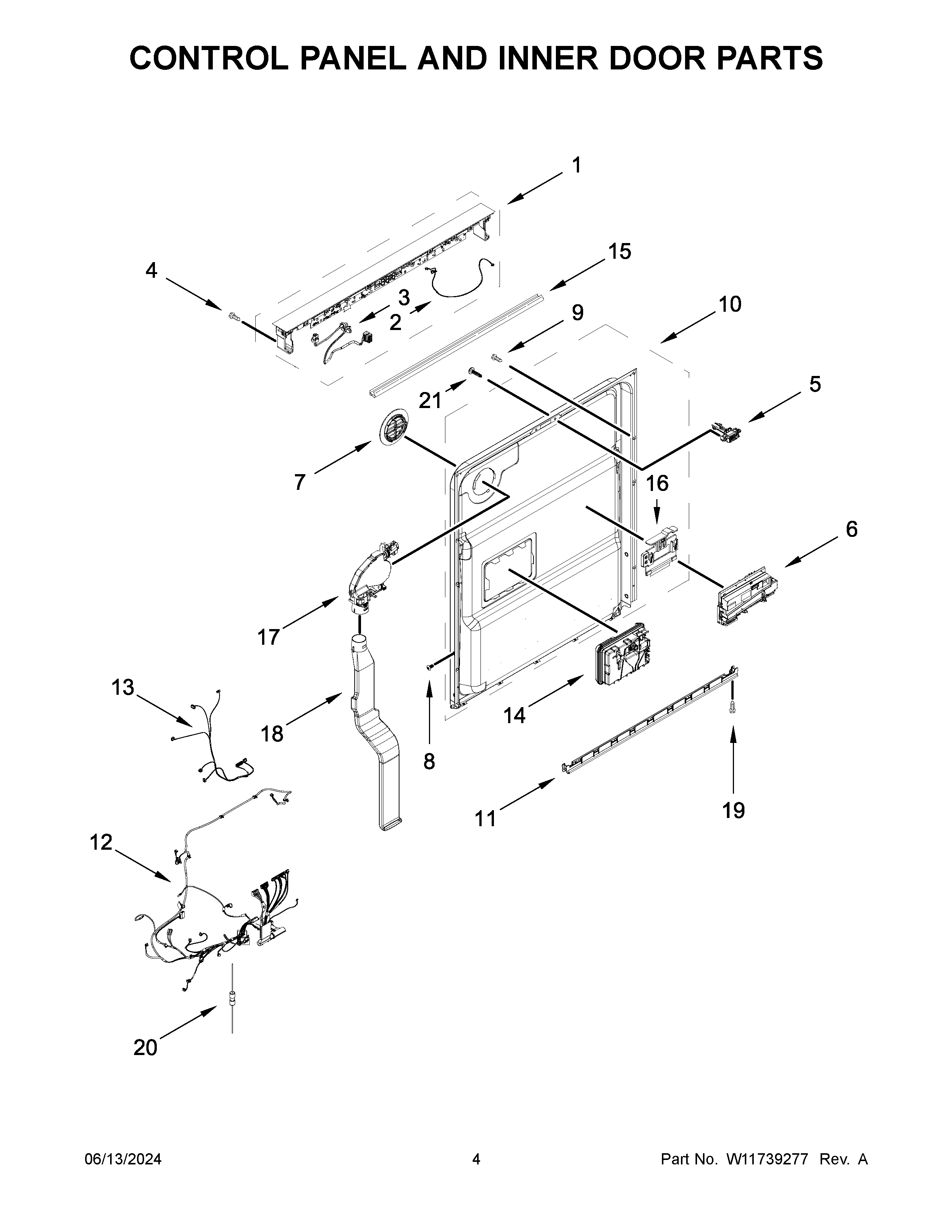 CONTROL PANEL AND INNER DOOR PARTS