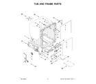 KitchenAid KDPM704KPS3 tub and frame parts diagram