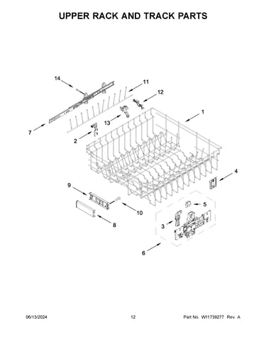 Upper rack and track parts