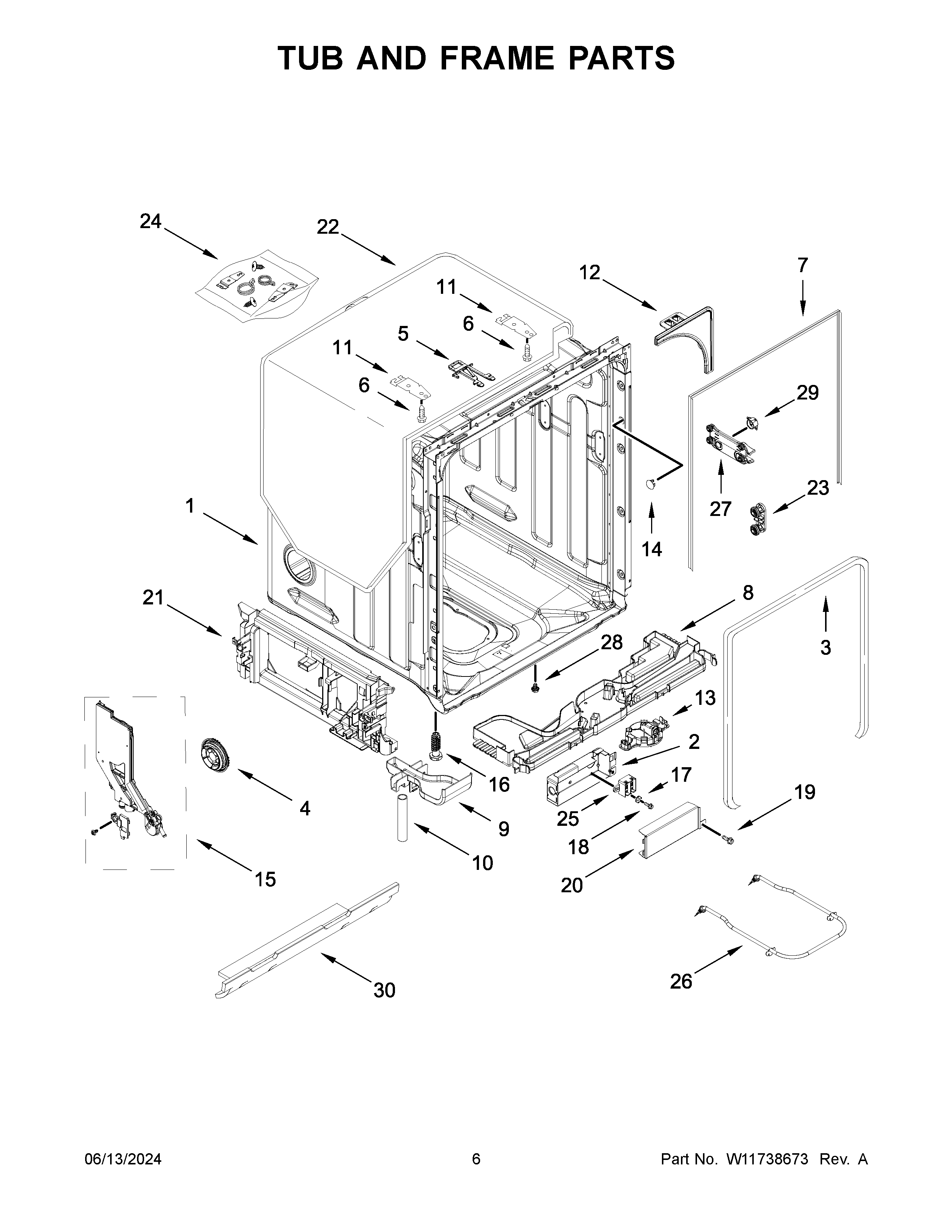 Tub and frame parts