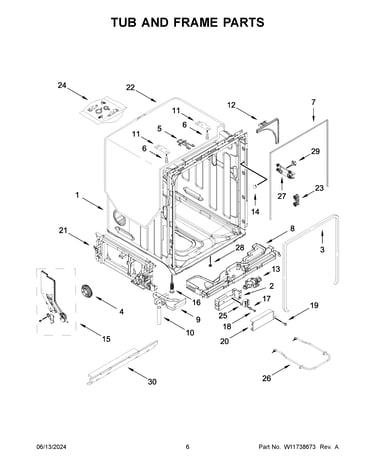 Tub and frame parts
