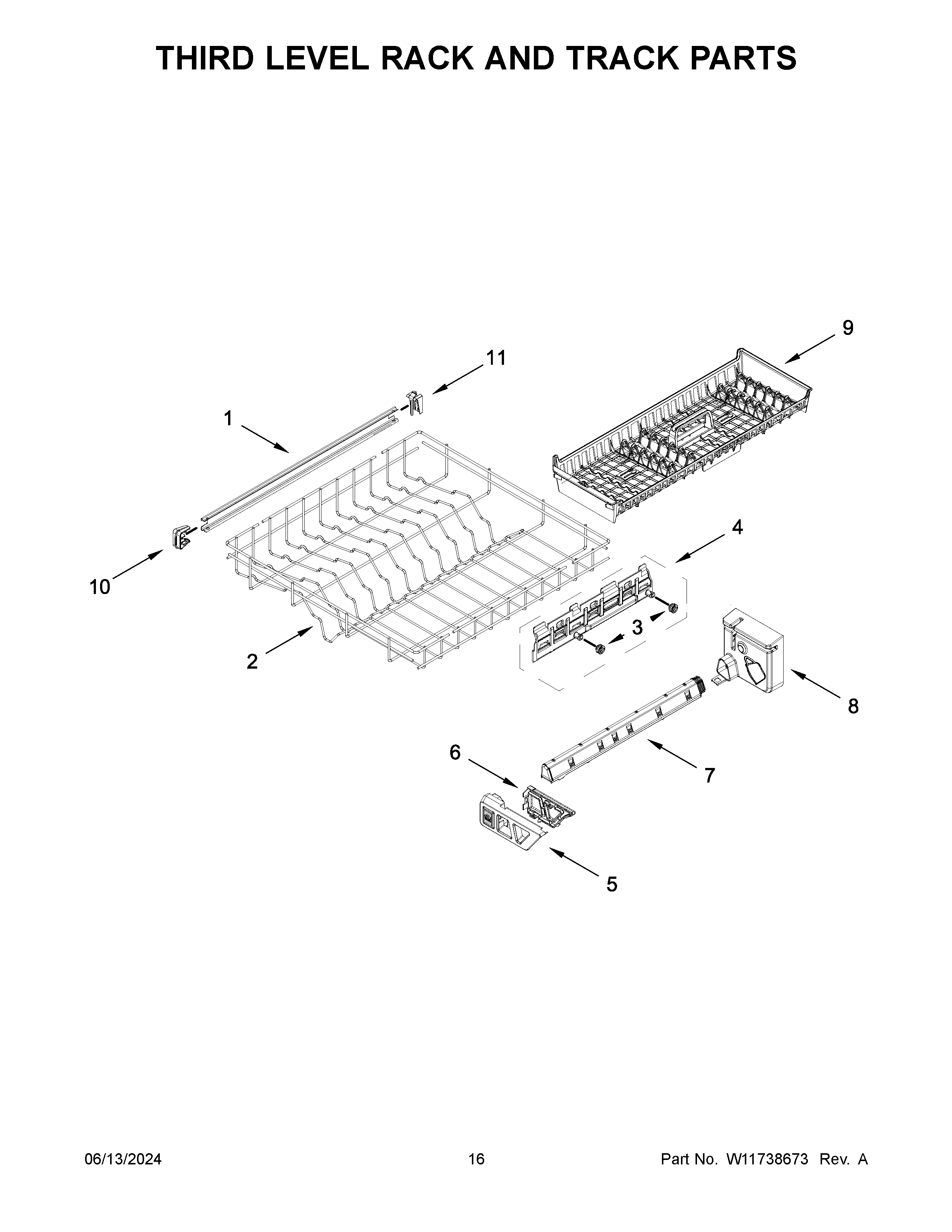 Third level rack and track parts