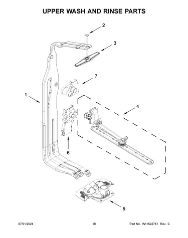 Upper wash and rinse parts