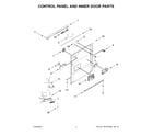 Whirlpool WDT970SAKV1 control panel and inner door parts diagram