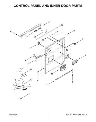 Control panel and inner door parts