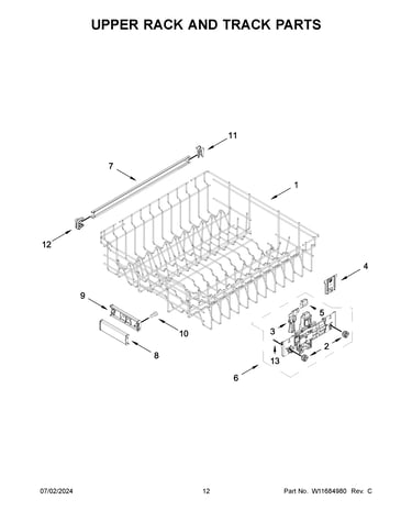 Upper rack and track parts