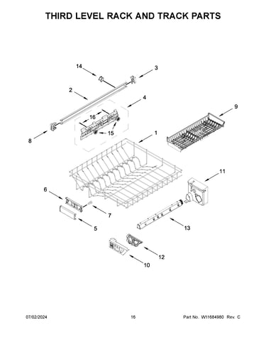 Third level rack and track parts