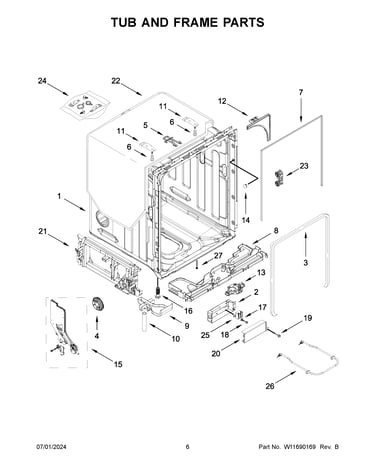 Tub and frame parts