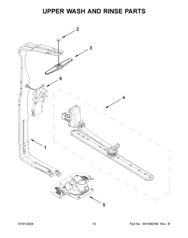 Upper wash and rinse parts