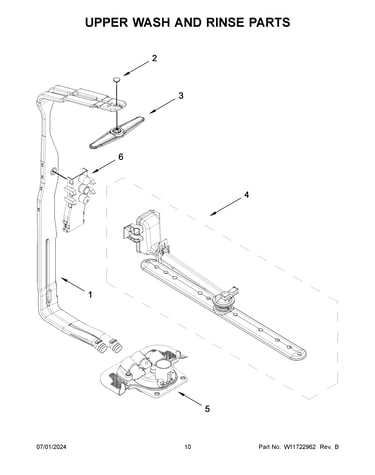 Upper wash and rinse parts
