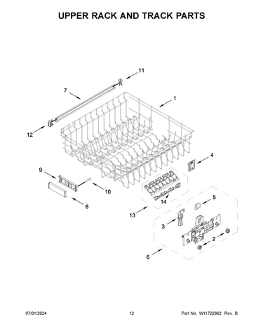 Upper rack and track parts