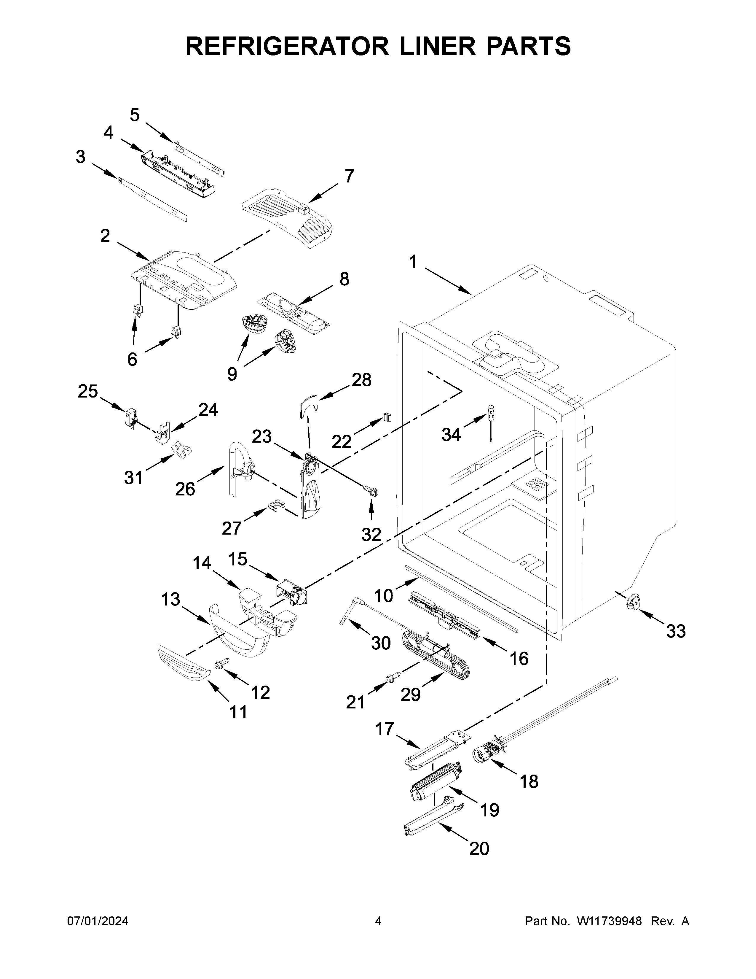 REFRIGERATOR LINER PARTS