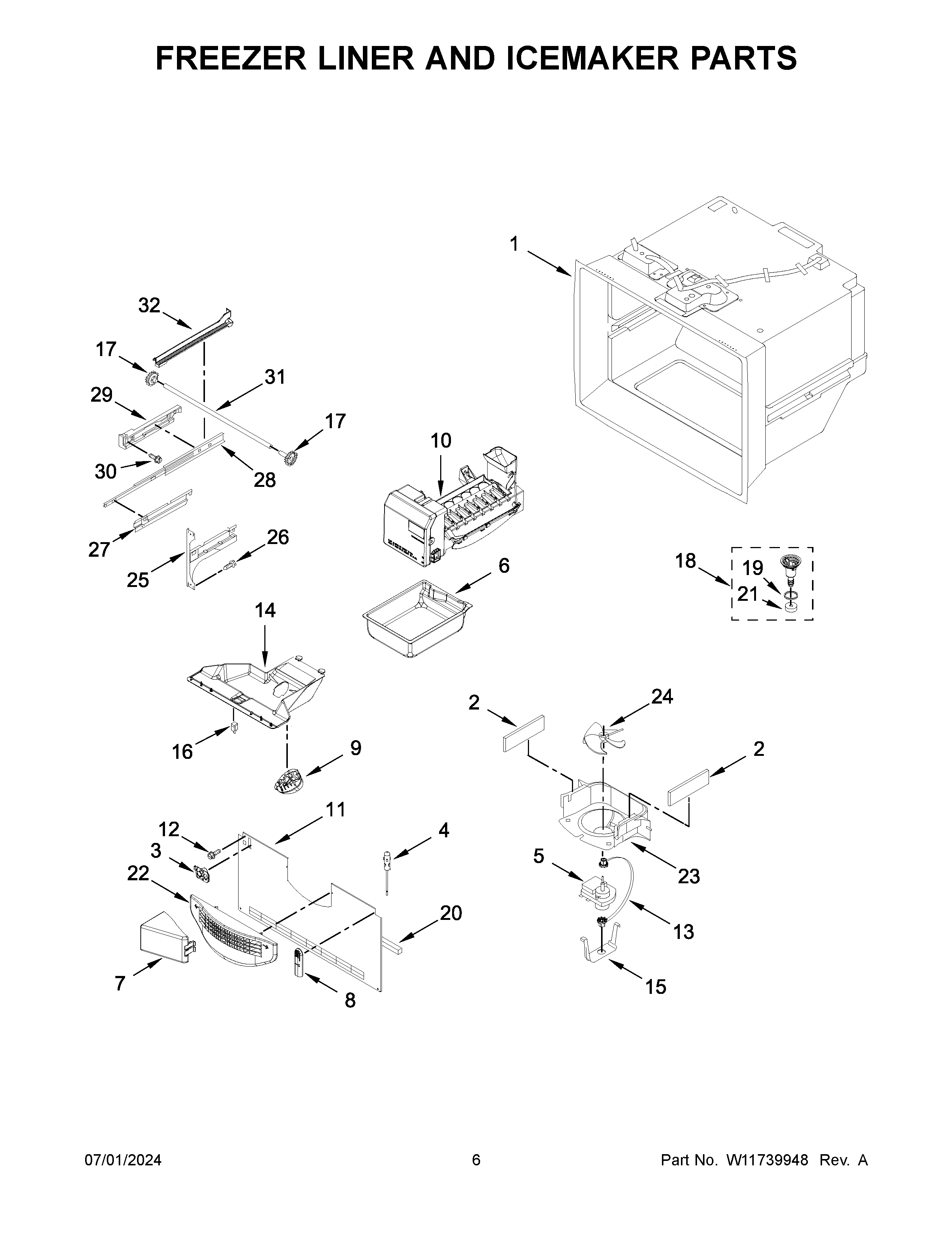 FREEZER LINER AND ICEMAKER PARTS