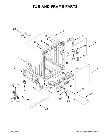 Tub and frame parts