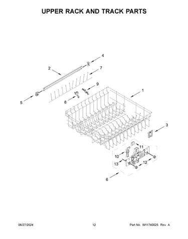 Upper rack and track parts