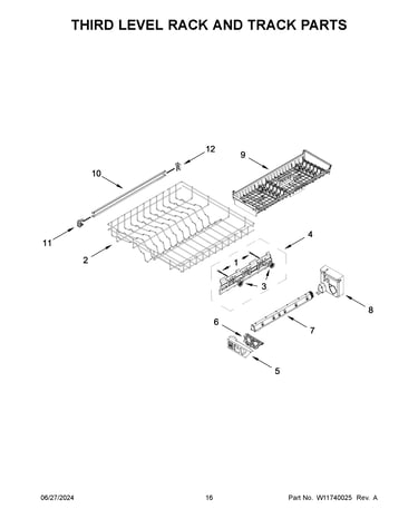 Third level rack and track parts
