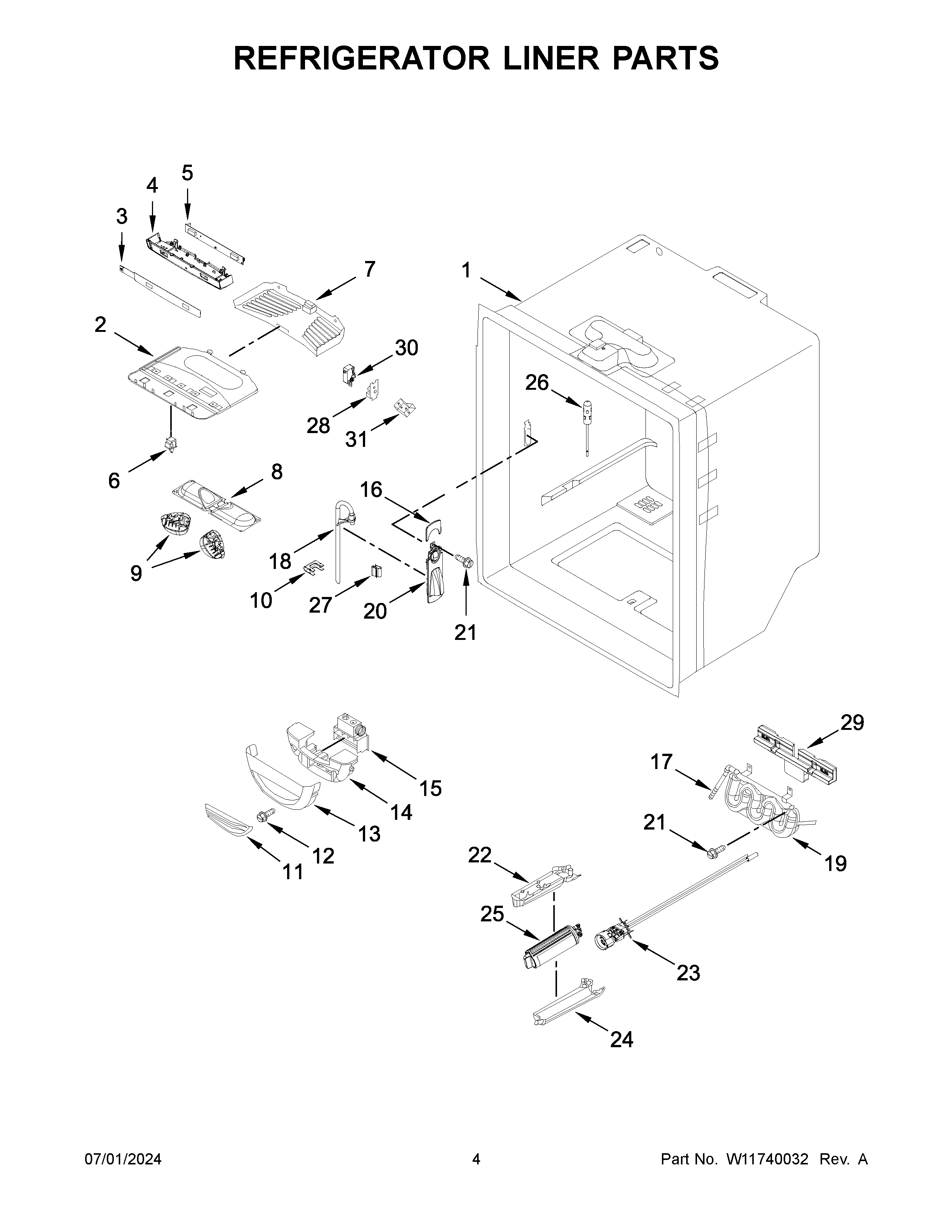 Refrigerator liner parts
