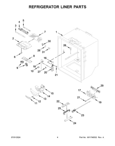Refrigerator liner parts