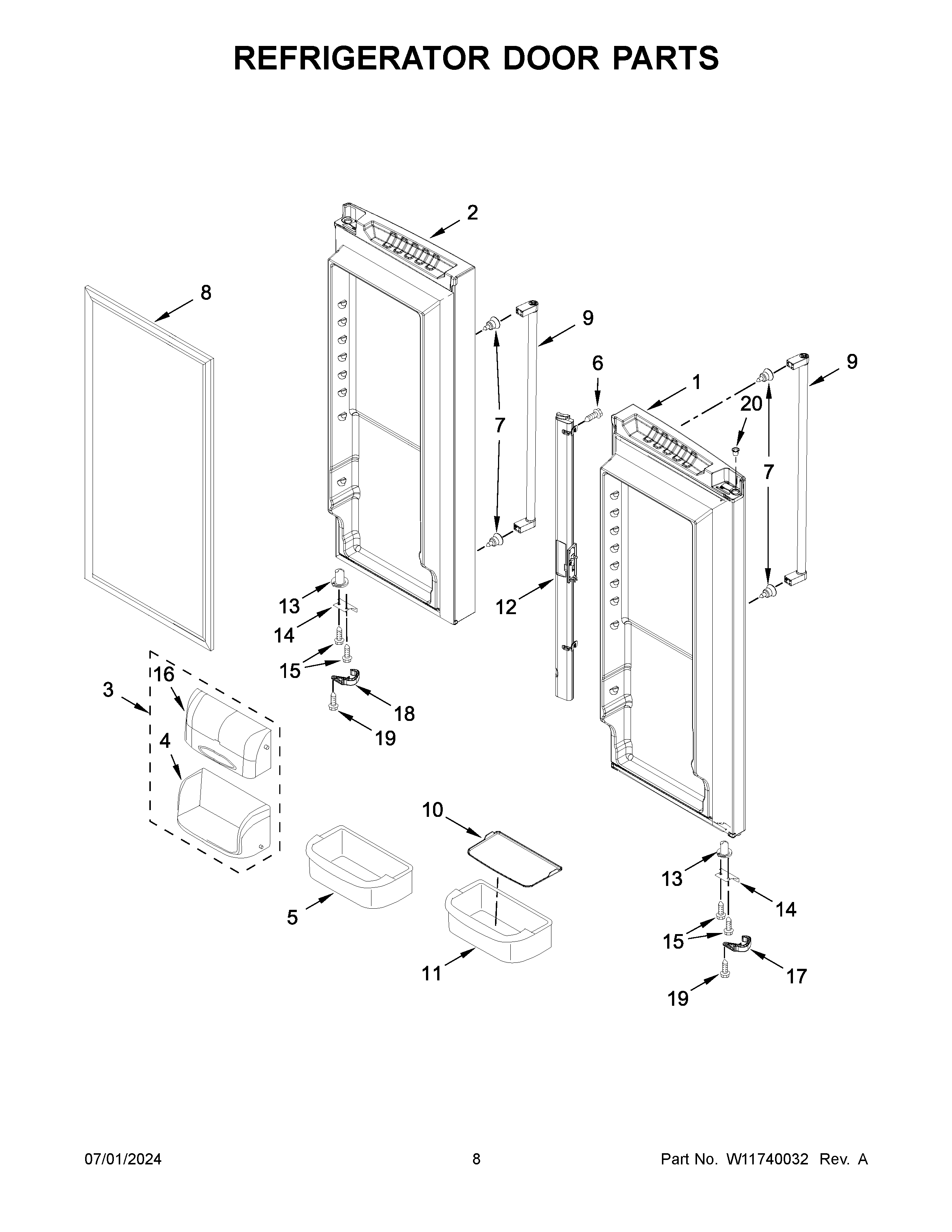 Refrigerator door parts