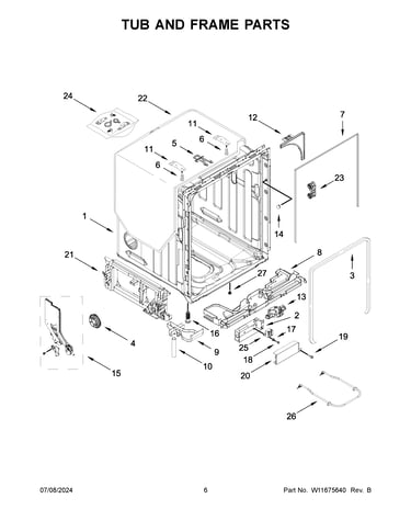Tub and frame parts