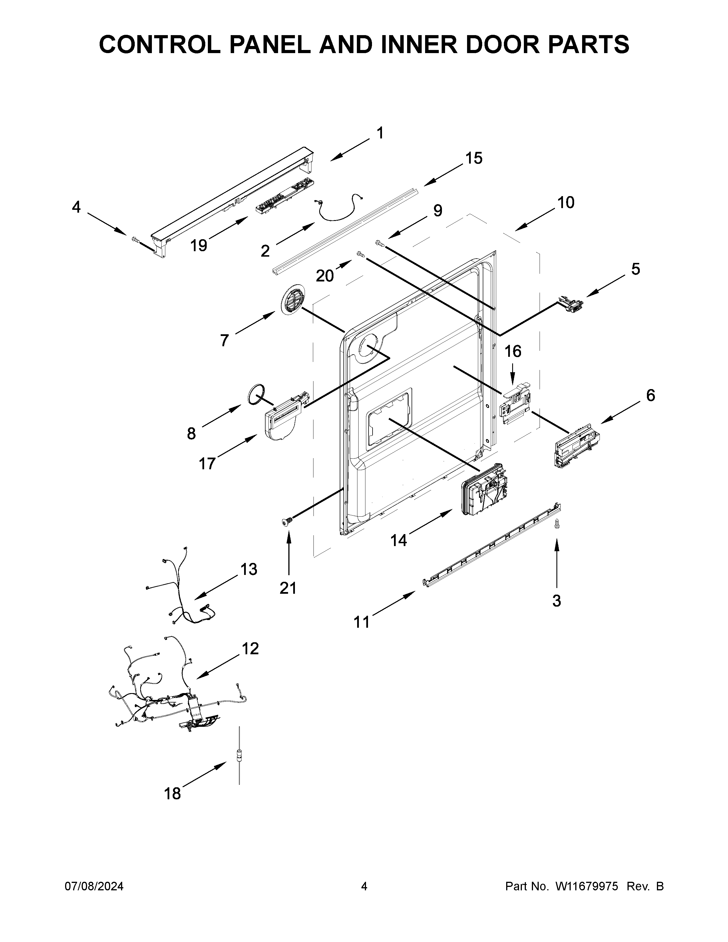 CONTROL PANEL AND INNER DOOR PARTS