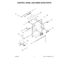 Whirlpool WDTA50SAKV2 control panel and inner door parts diagram