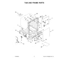 Whirlpool WDTA50SAKV2 tub and frame parts diagram