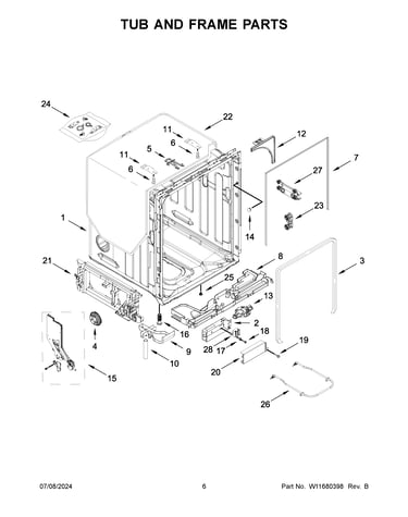 Tub and frame parts