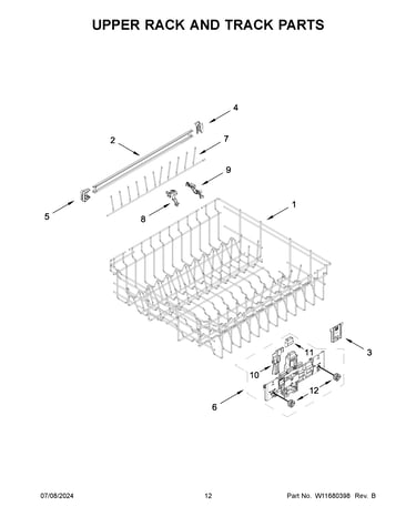 Upper rack and track parts