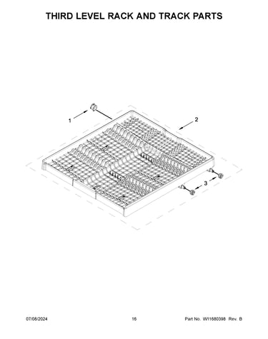 Third level rack and track parts